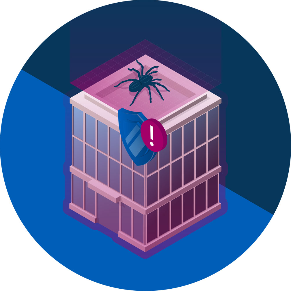Visuele uiting van de detectie van een cyber security dreiging