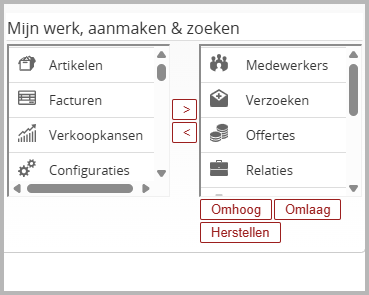 'Mijn werk, aanmaken en zoeken' instellen in Exact Synergy