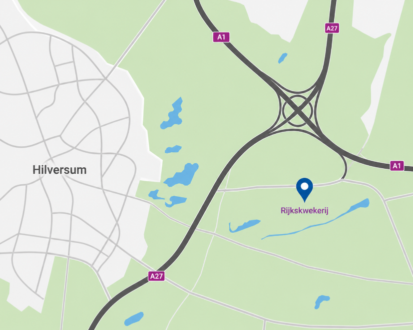 Kaartafbeelding van de Rijkskwekerij in Baarn